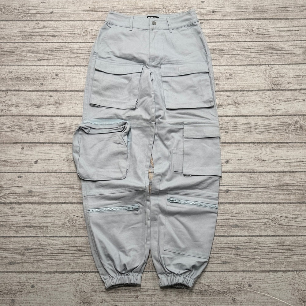 Y2K Prix Cargo Pants Women's XS Light Gray Relaxed Cotton Twill Utility Joggers